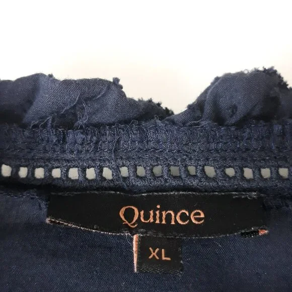 Quince Organic Textured Swiss Dot Cotton Peasant Blouse XL Boho Prairie - Picture 8 of 9